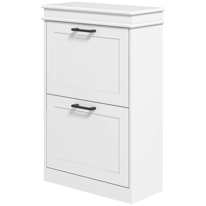 Freestanding Narrow Shoe Rack Organizer Cabinet with Adjustable Shelves, Holds 10 Pairs, for Entryway, Mudroom Organizer