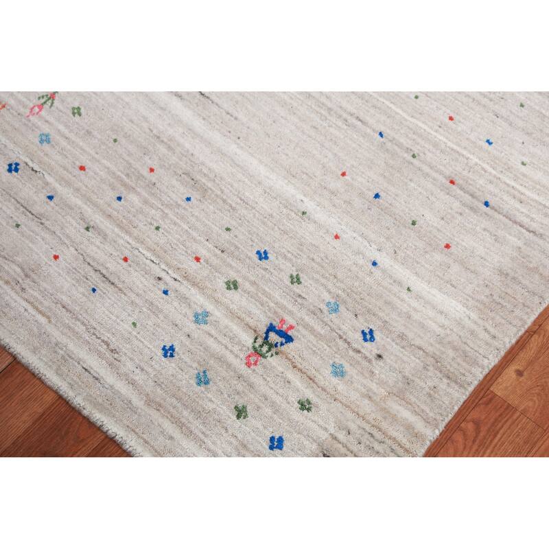 Tribal Gabbeh Indian Rug Hand-Knotted Wool Carpet - 8'5" x 9'9"