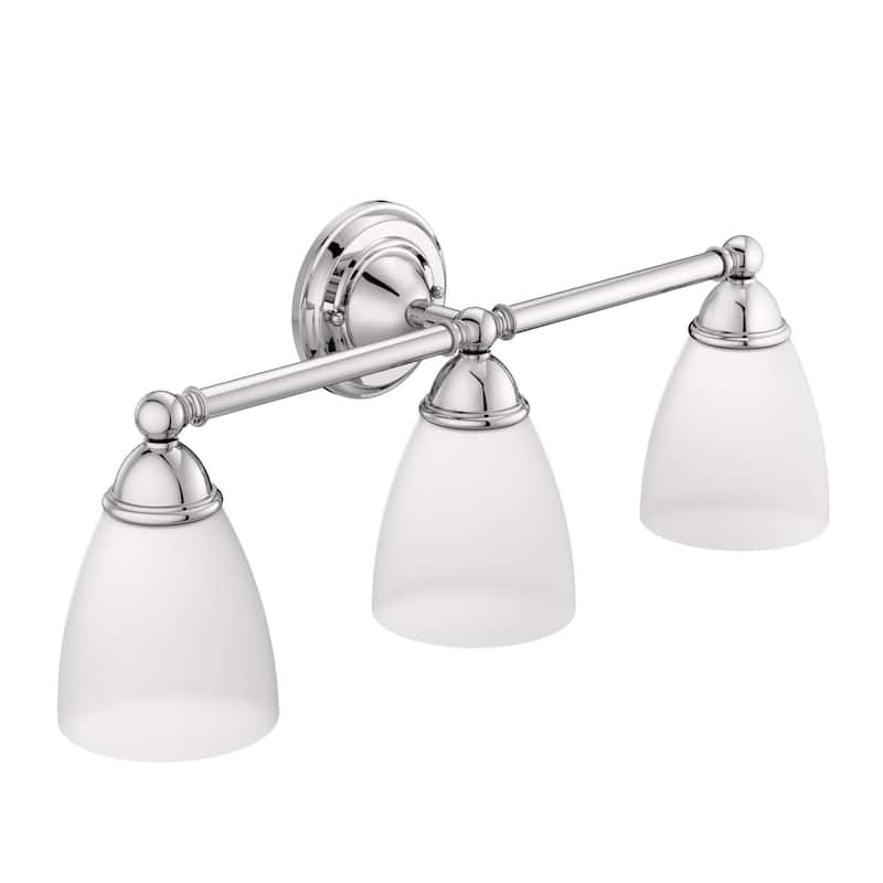 Moen 3 Light Bathroom Vanity Light with Frosted Shades from the