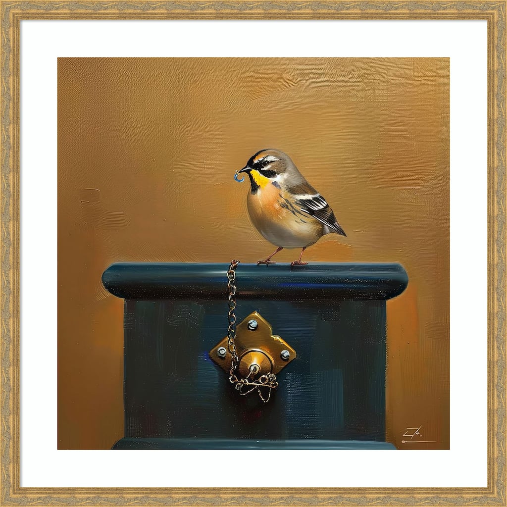 Birdy by Tradelink inhouse artist Wood Framed Wall Art Print - Mila Dark Gold