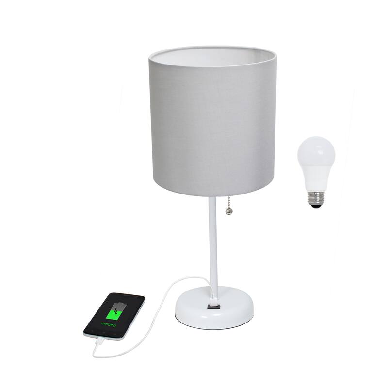 Simple Designs 19.5" Desk Lamp with Feit LED Bulb Included - 19.50 - White/Gray Shade