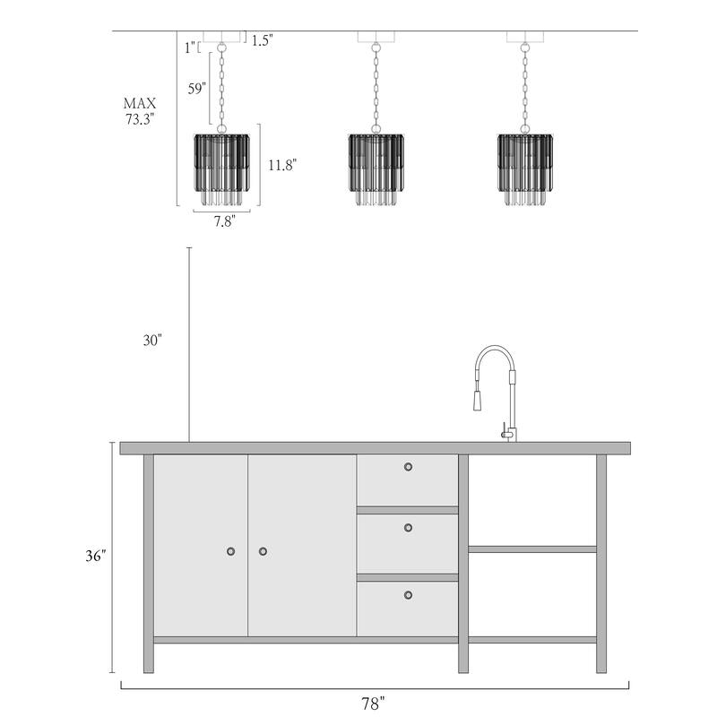 Modern LED Crystal 1-Light Pendant Light for Kitchen Island Foyer Bathroom - 7.8" Dia. x 11.8" H