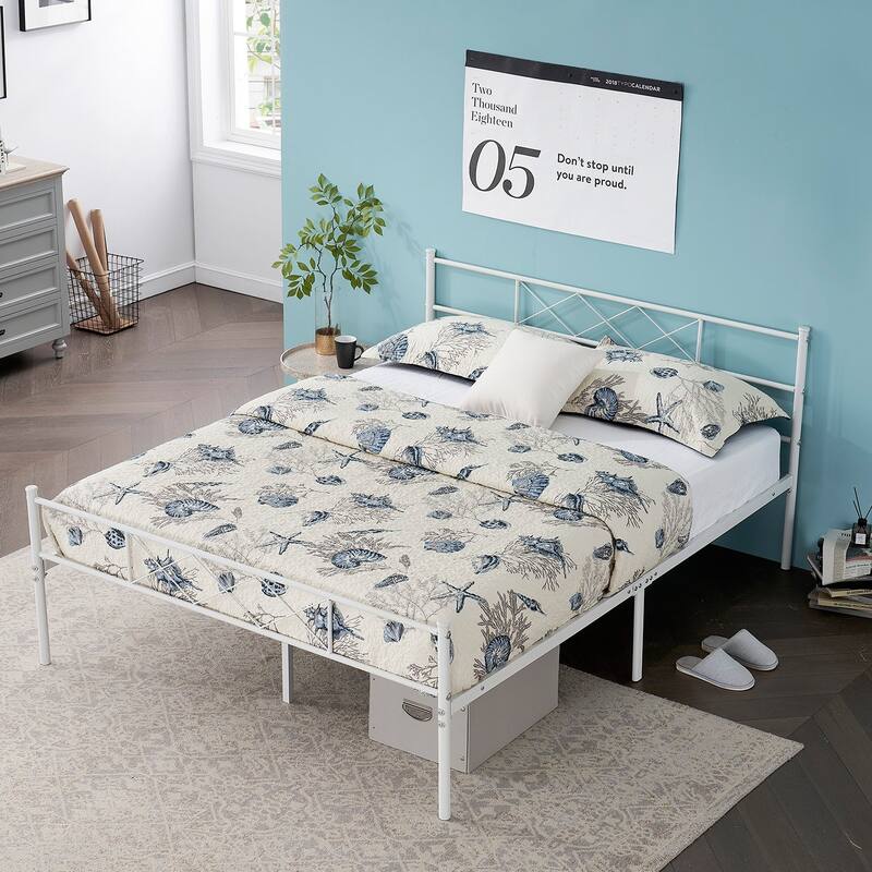 Taomika Bed Frame Twin/Full Queen Size Bed,No Box Spring Needed