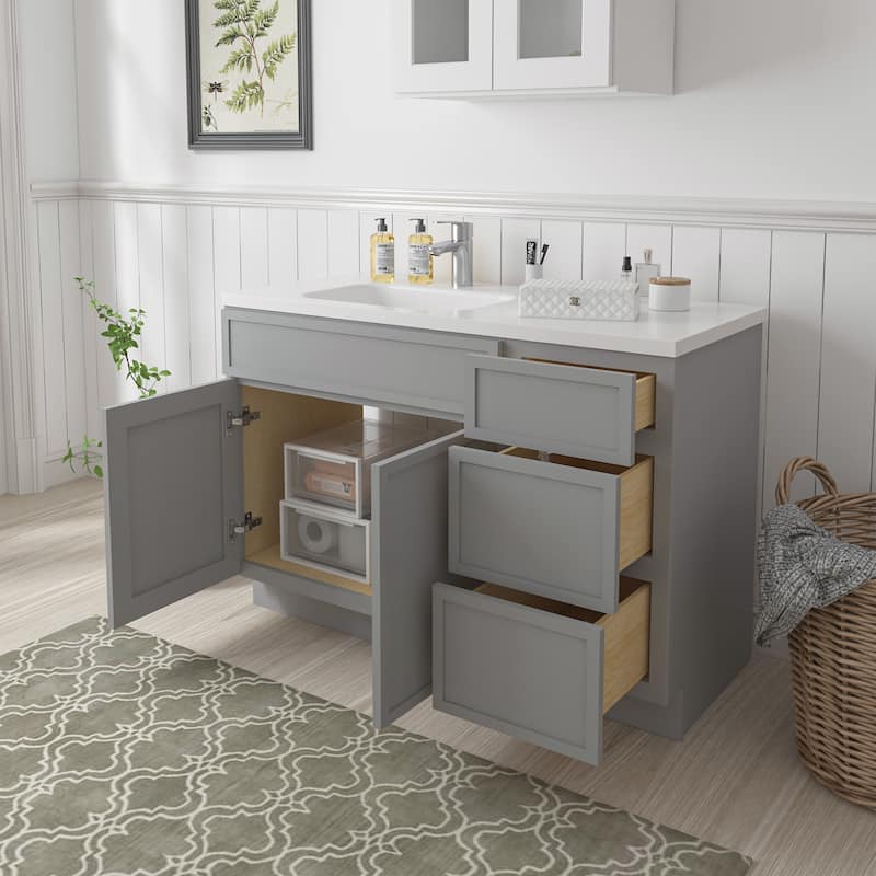 Vanity Art 54" Birch Freestanding Bathroom Vanity Cabinet without Top