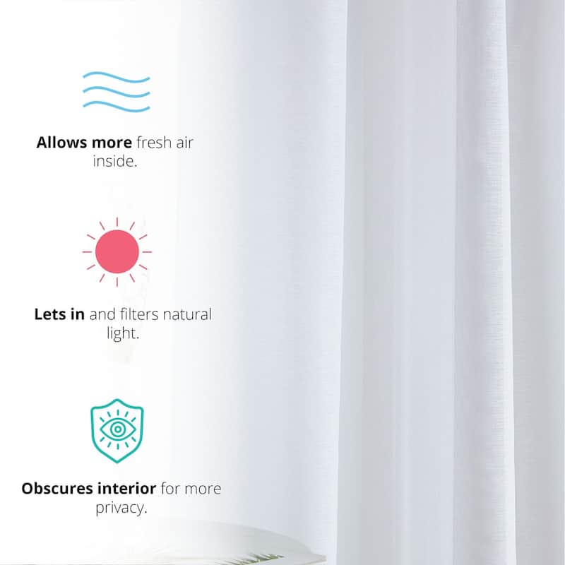 HLC.me 2 Piece Semi Sheer Voile Window Curtain Drapes Grommet Top Panels Bedroom, Living Room - Set of 2 panels