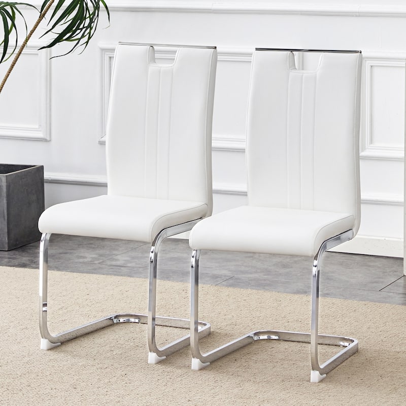 Set Of 4 Pu Material Bow-Shaped Chairs - White