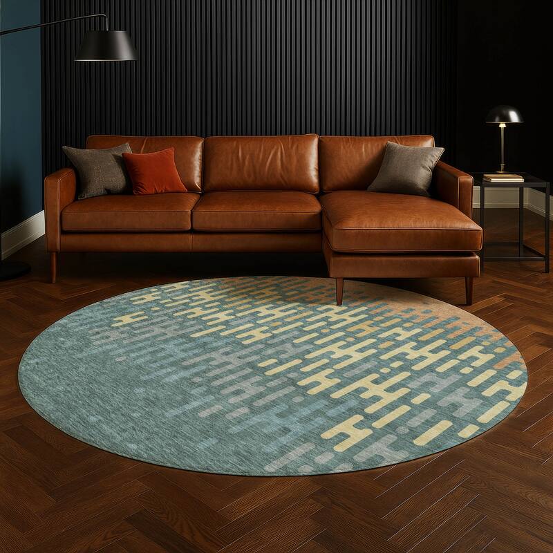 Machine Washable Indoor/ Outdoor Modern Kingman Chantille Rug