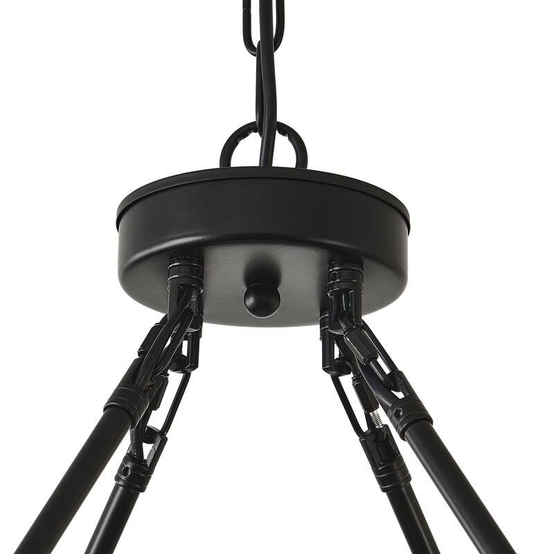 16 - Light Circular Chandelier, Gold/Black, Glass & Metal