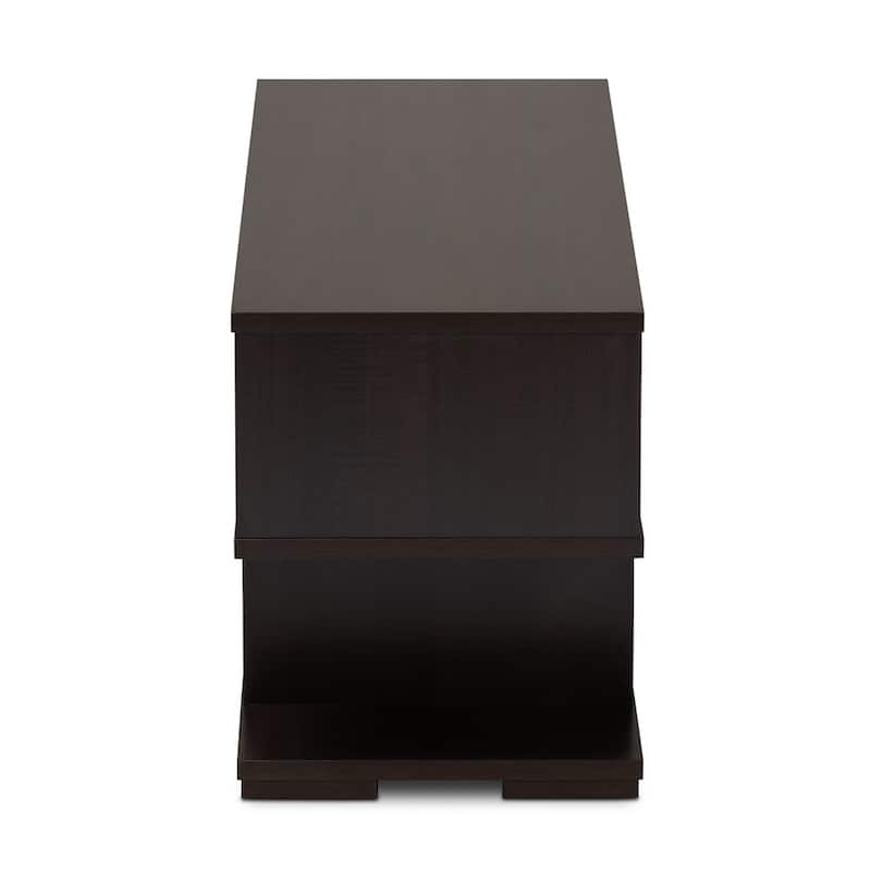 Arne Modern and Contemporary Dark Brown Finished Wood TV Stand - 14.6" High x 35.4" Wide x 11.8" Deep
