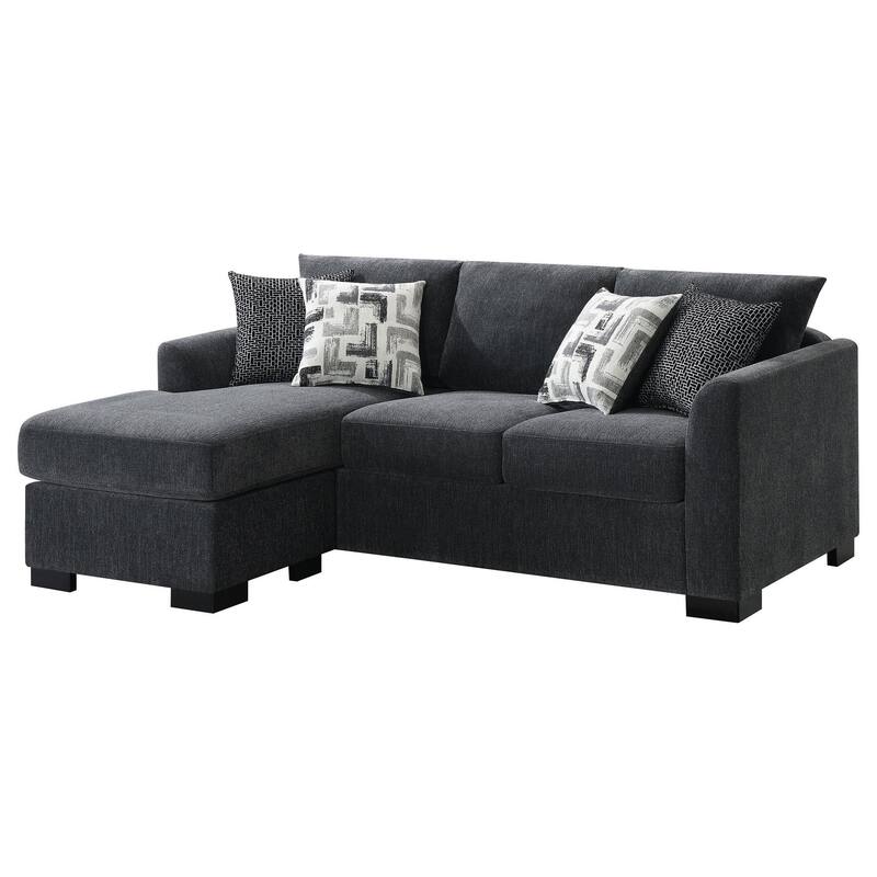 Storia Sleeper Sectional Chaise Sofa, Dark Gray, 4 Pillows, 84 Inch