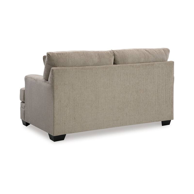 Ead Loveseat, 2 Accent Pillows, Taupe Brown Polyester, Sag Resistant