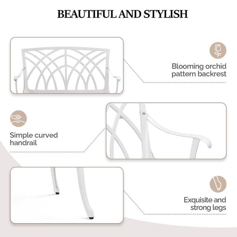 38in Outdoor Orchid Pattern Backrest Aluminum Ottoman
