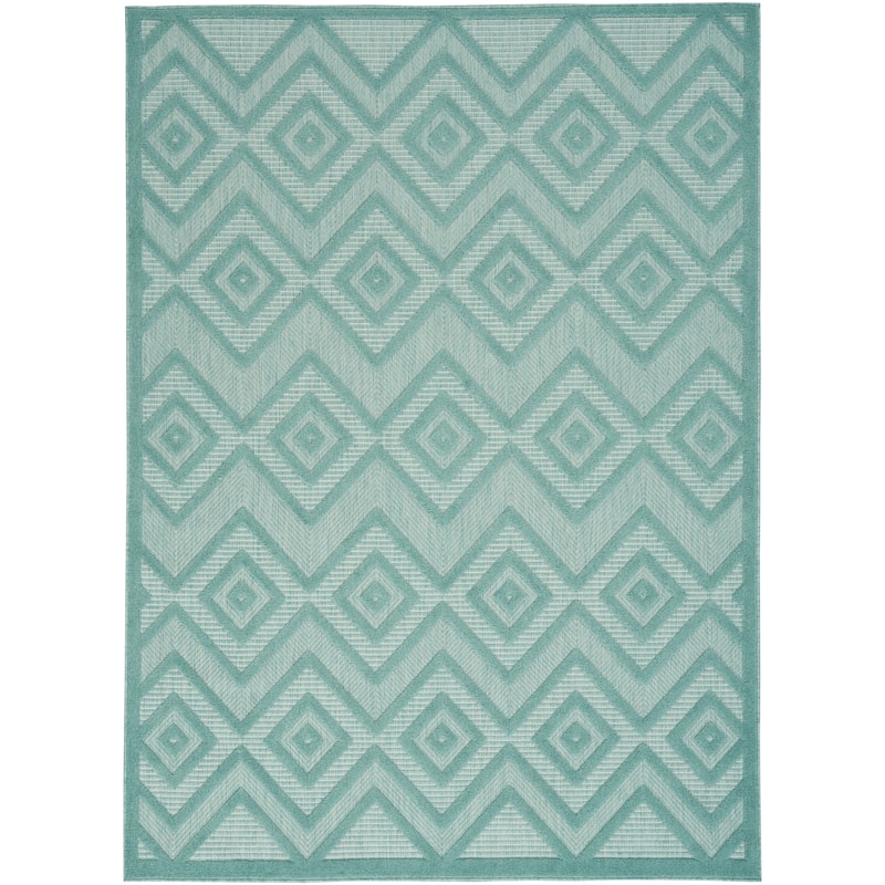 Nourison Versatile Indoor/Outdoor Geometric Flatweave Area Rug - 6' x 9' - Aqua/Teal