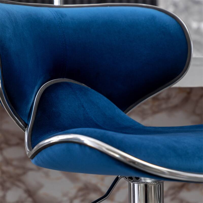 Velvet Upholstered Adjustable 360 Degree Swivel Barstool (Set of 2)