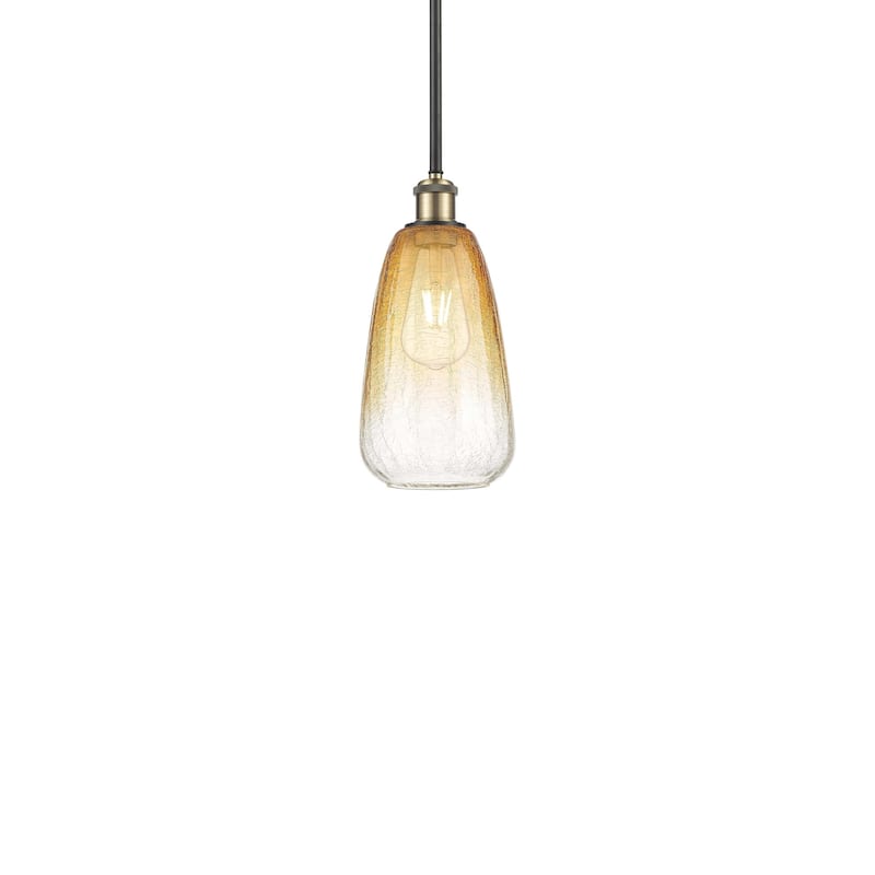 Innovations Lighting 516-1S-13-6 Brookhaven Almond Pendant Brookhaven - Black Antique Brass / Amber