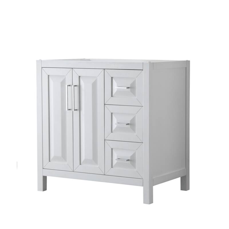 Wyndham Collection Daria 35" Single Free Standing Vanity Cabinet Only - White / Polished Chrome Hardware