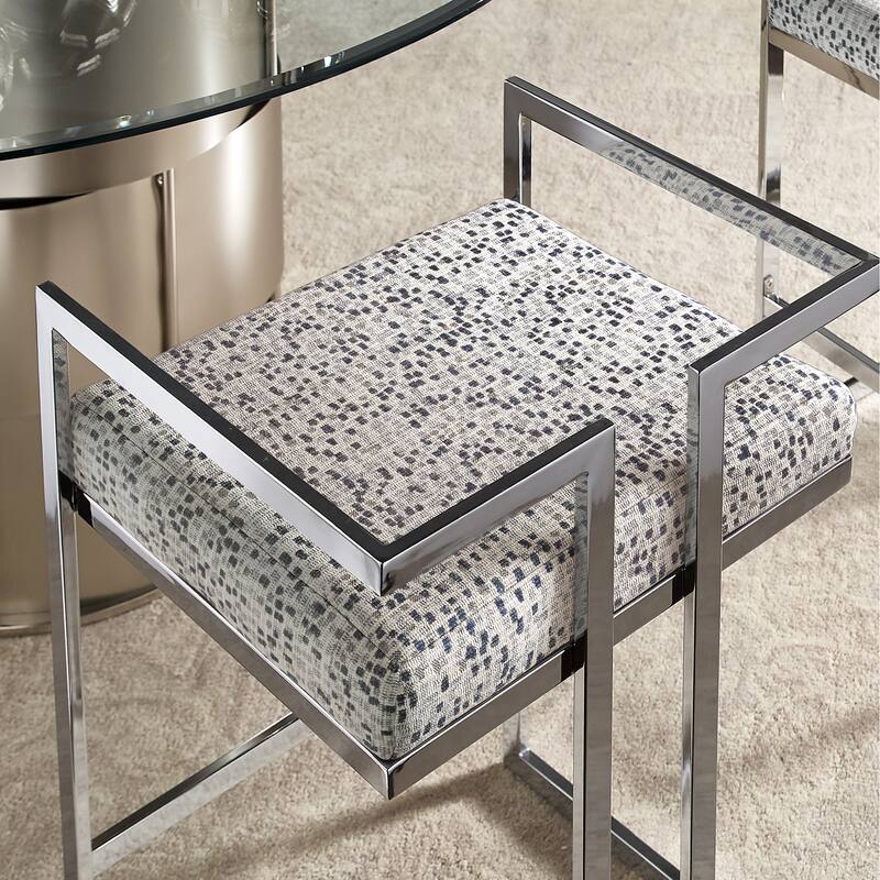 Tanner Velvet Upholstered Chrome Finish Metal Barstool (Set of 2) by iNSPIRE Q Bold