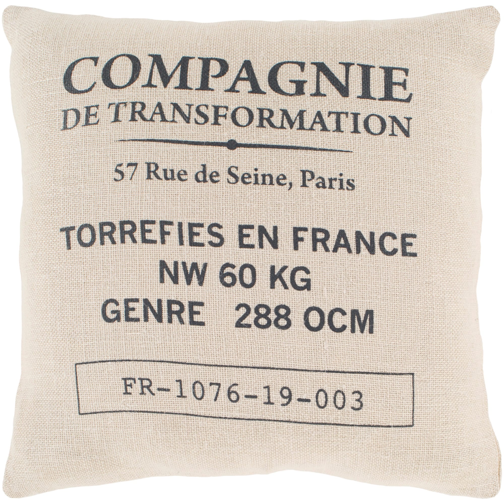 Valentina Beige Modern Farmhouse Feather Down Throw Pillow (18" x 18")