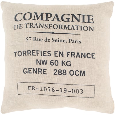 Valentina Beige Modern Farmhouse Throw Pillow Cover (20" x 20")
