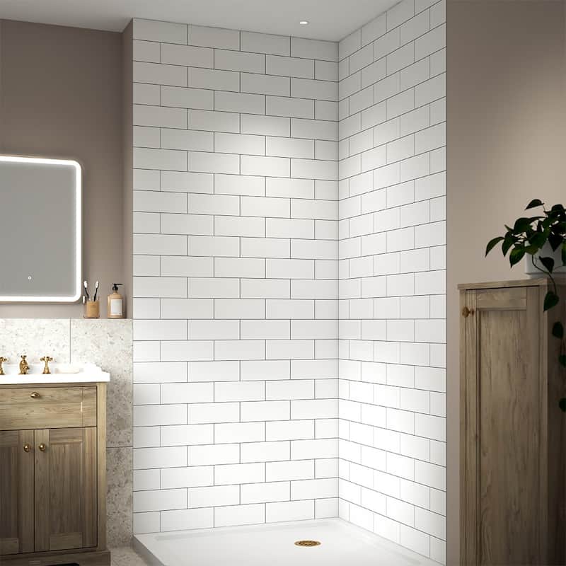 CRAFT + MAIN FLX424296 JETCOAT FLEX 42" x 42" x 96" Horizontal Wall - White Subway