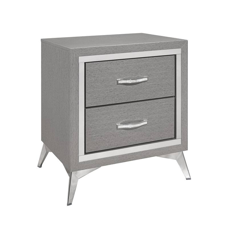 Gray 2 Drawer 16.18 in. W Nightstand with Trimmed Edge Design