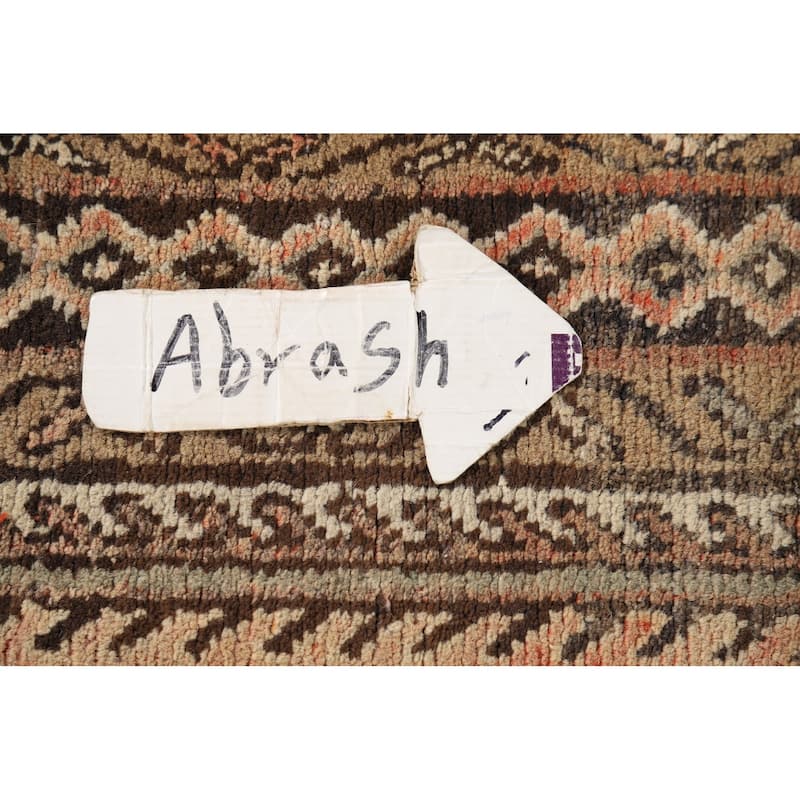 Hamedan Persian Vintage Runner Rug Hand-Knotted Peach Wool Carpet - 3'8" x 9'9"