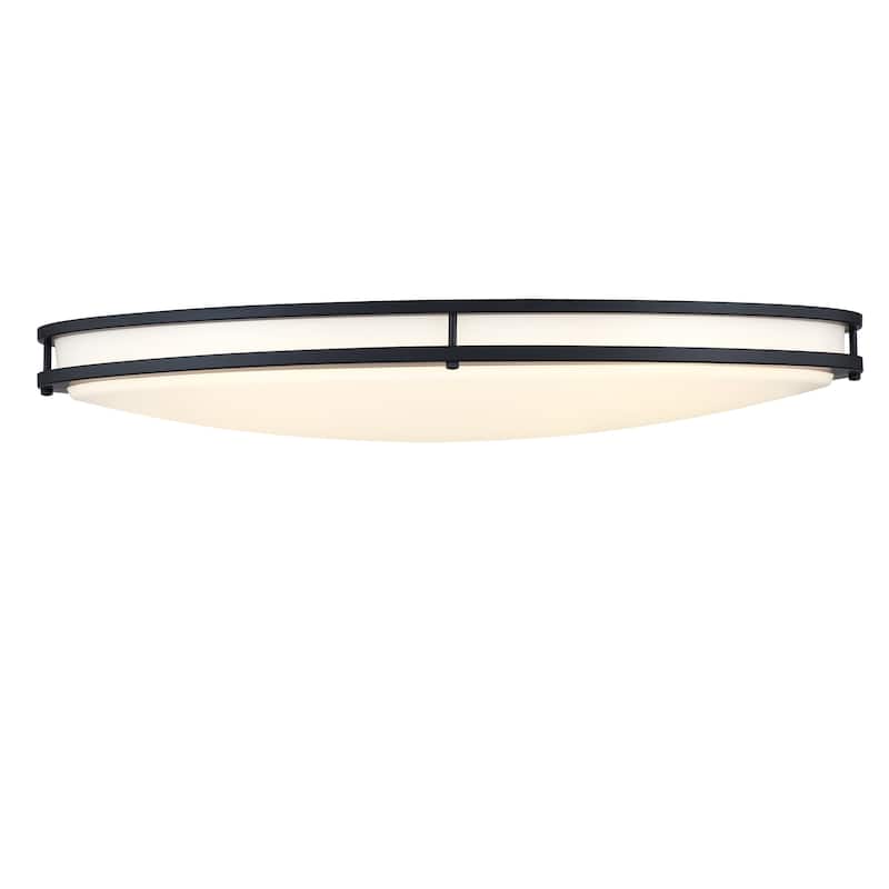 33-in Oval Brushed Nickle or Matte Black Finsh Led Flush Mount Light - 4.69"H x 33"W x 18.12"D - Matte Black