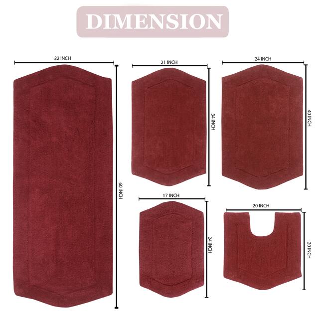 Home Weavers Waterford Collection 5 Piece Genuine Cotton Bath Rugs Set