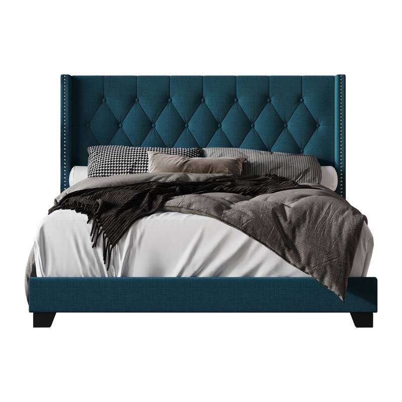 Brady Upholstered Tufted Wingback Panel Bed
