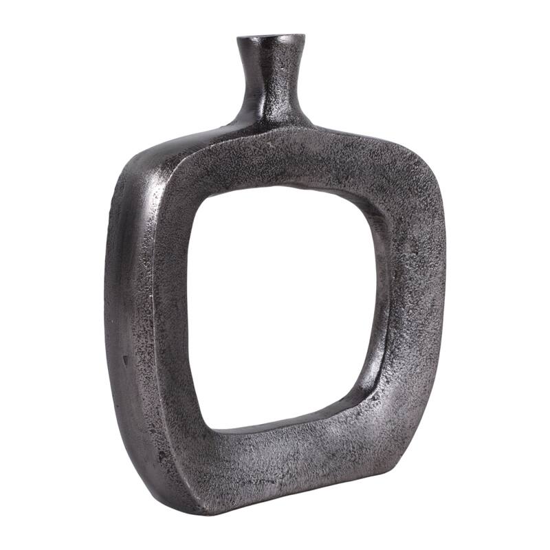 Modern Square Metal Bud Vase with Open Cut Out - Tall Flower Vase