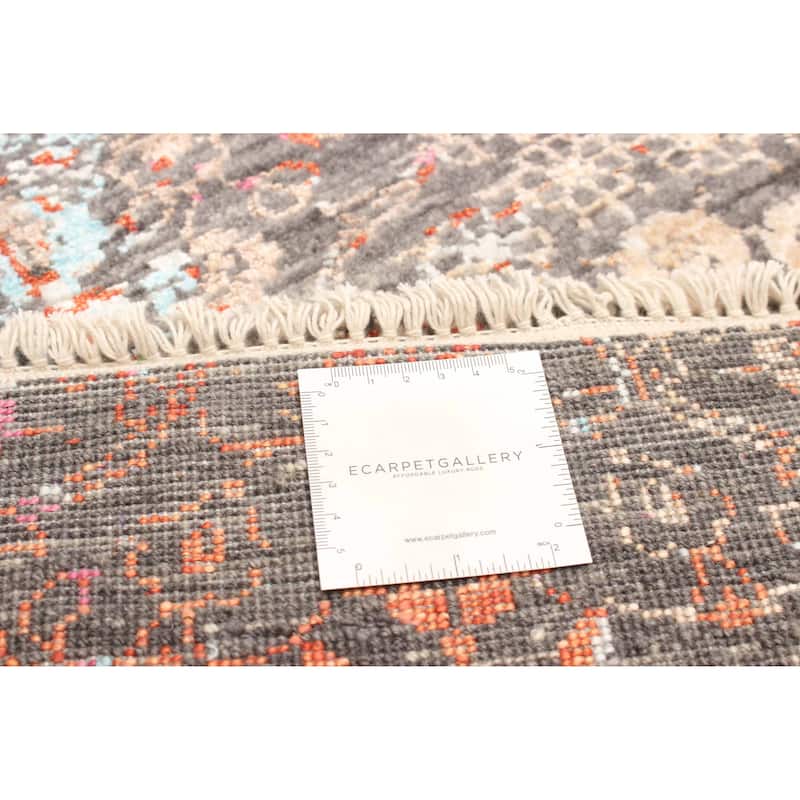 ECARPETGALLERY Hand-knotted Heritage Grey Silk, Wool Rug - 2' 7" x 8' 1"