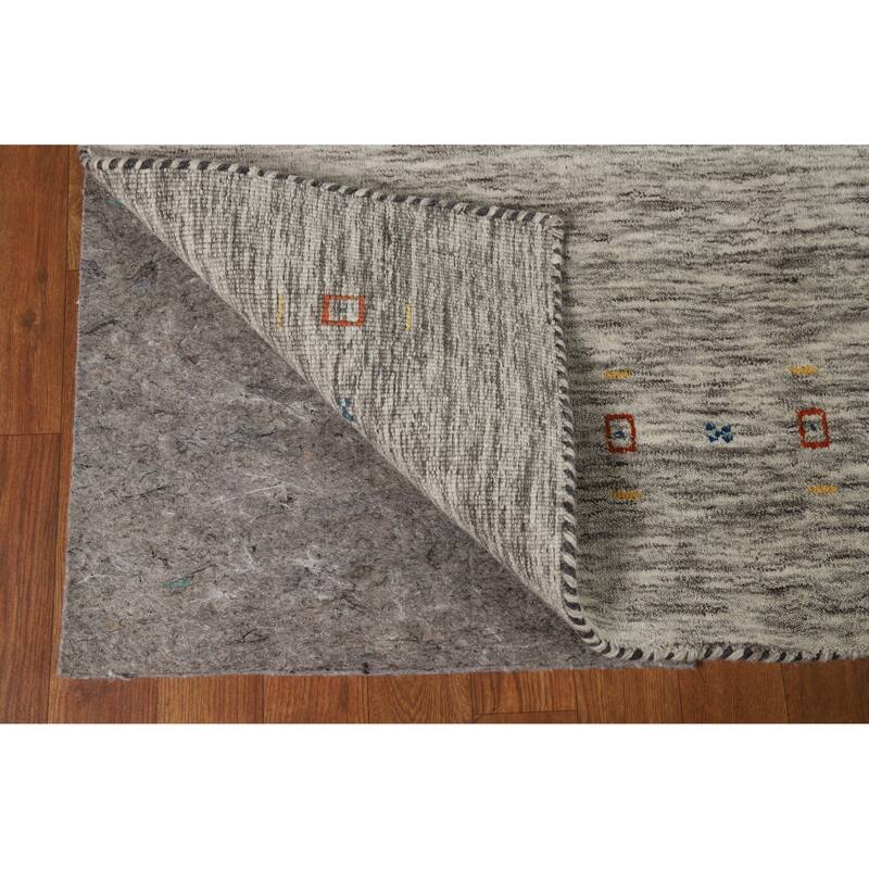 Striped Tribal Gabbeh Oriental Accent Rug Hand-Knotted Wool Carpet - 4'1" x 5'11"