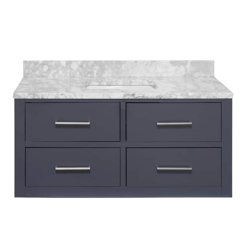 KitchenBathCollection Helsinki 48" Bathroom Vanity with Carrara Marble Top