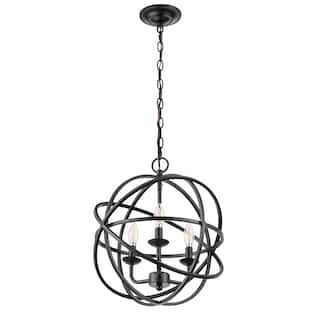 Prominence Home Birchberry Matte Black Modern Farmhouse Spherical Chandelier