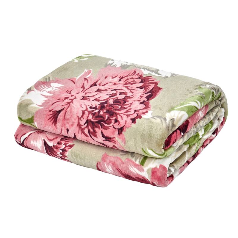 Printed Flannel Tropical Flower French / Puerto Rico Floral Throw