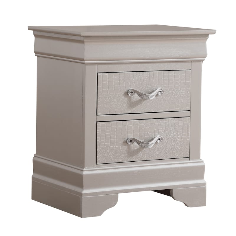 Modern 21-in Metal Handholder 2-Drawer Wood Nightstand