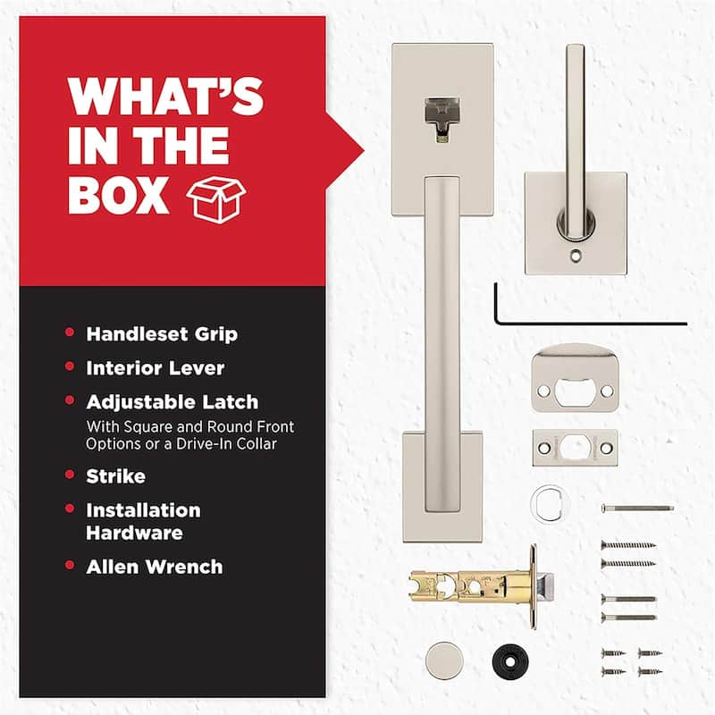 Kwikset San Clemente Front Door Handle No Lock, Entry Handleset , Satin Nickel