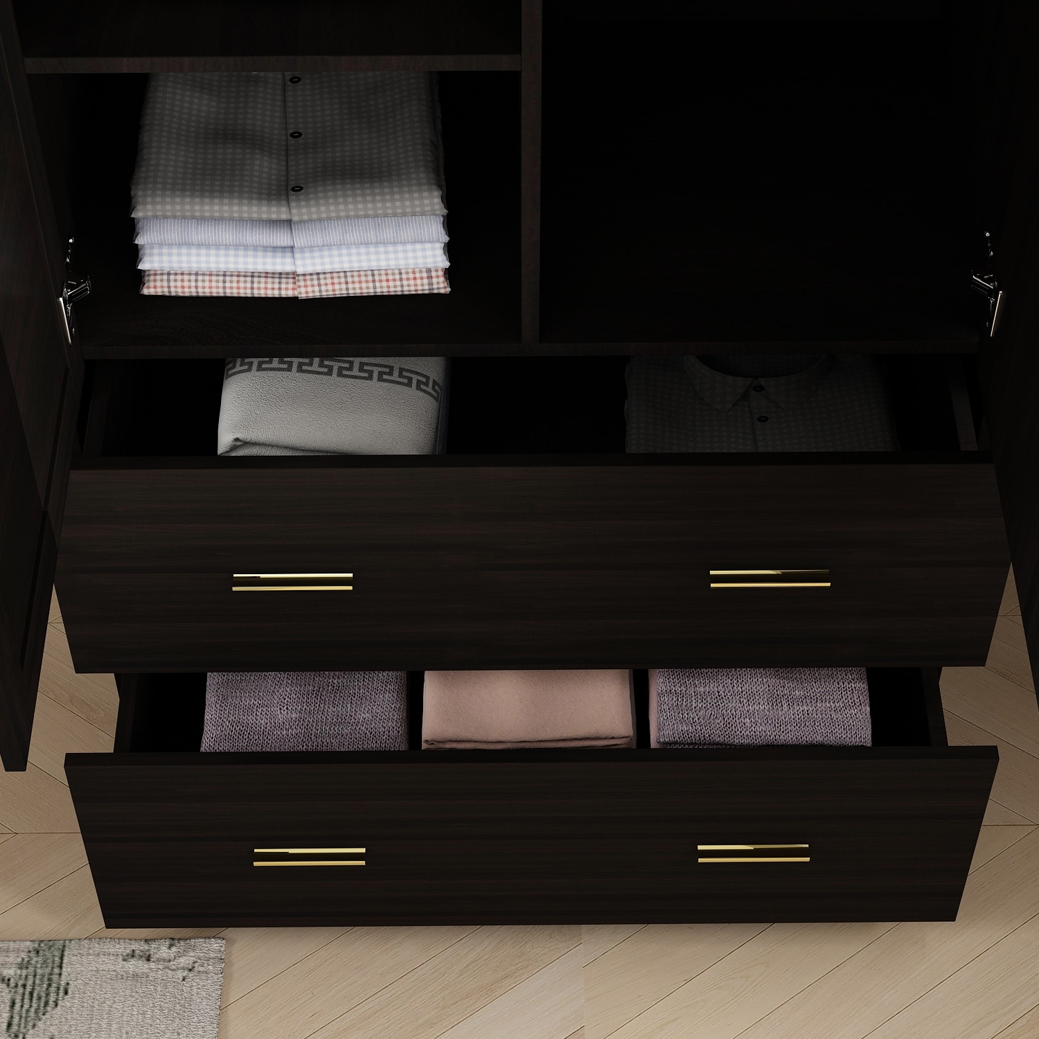 Kerrogee Bedroom Armoire Wardrobe with Mirror and Storage Drawers for Organized Spaces-image