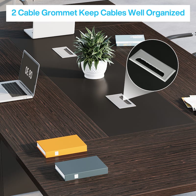 94-inch Large Conference Meeting Table with Two Cable Holes for Office - N/A
