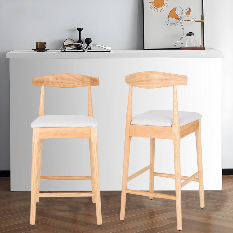 Mid-Century Modern Design Solid Wood Counter Stools ,Upholstered Counter Stools With Wood Legs