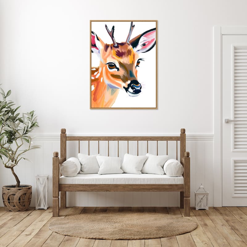 Reh Deer by Ohkimiko Framed Canvas Wall Art