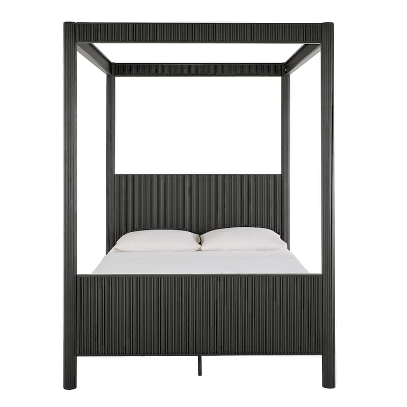 Monson Black Finish Metal Canopy Queen Bed by iNSPIRE Q Modern