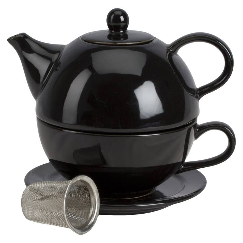 Omniware Teaz Tea for One with Infuser - 6" L x 4" W x 4.5" H - Black