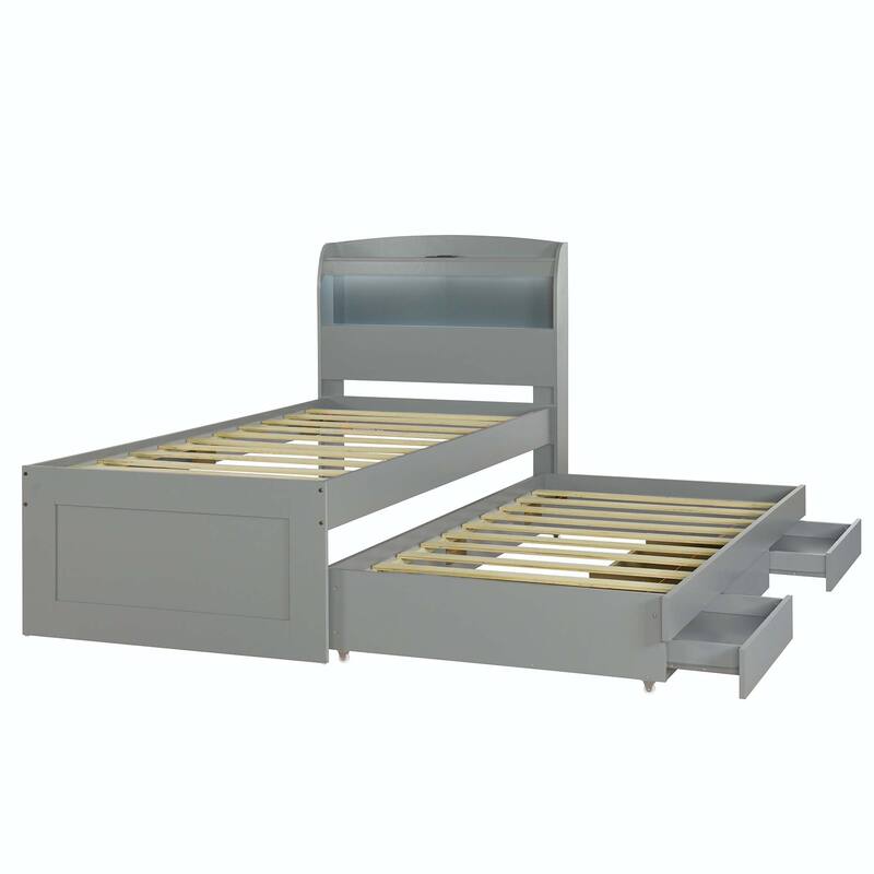 Platform Bed with Storage LED Headboard