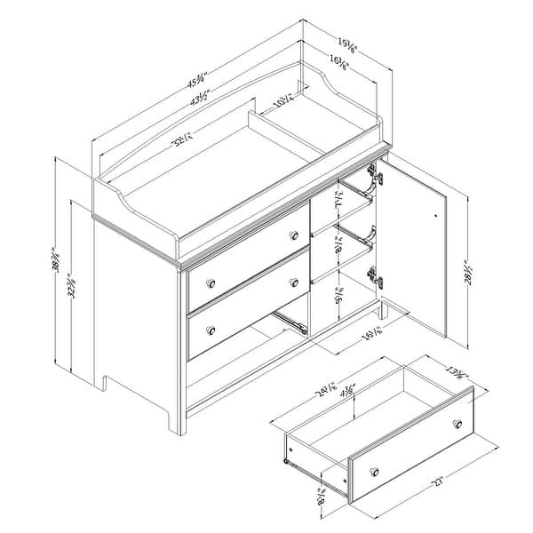 South Shore Cotton Candy Changing Table with Station - N/A