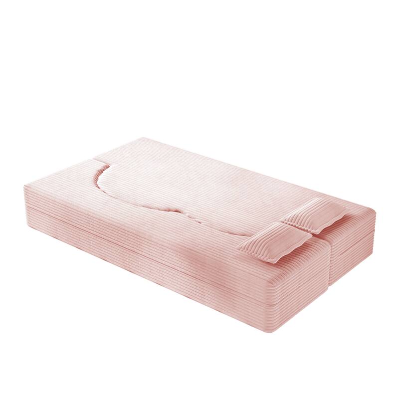 Convertible Floor Sofa with Corduroy Fabric, Twin Mattress & No Assembly