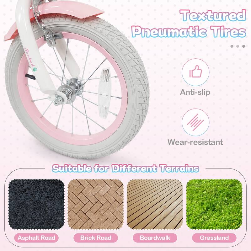 Gymax 14'' Kids Bike w/Training Wheels Hand Coaster Brakes Adjustable