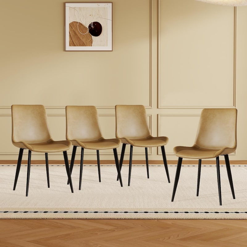 Modern Dining Chairs, PU Leather Dining Chairs with Carbon Steel Legs for Home, Restaurant, Conference Room, Brown(Set of 4) - Brown