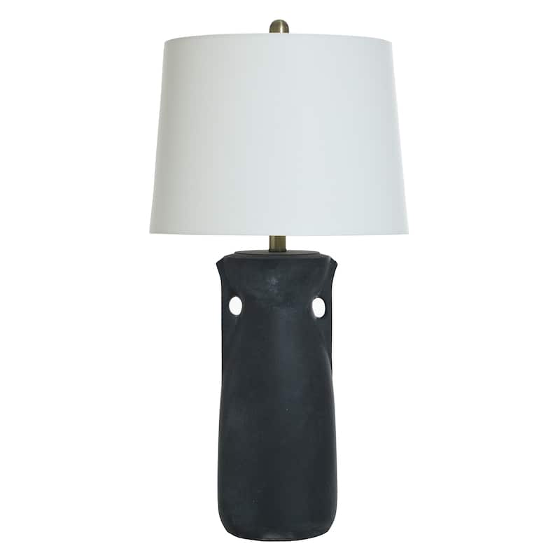 Arlo Table Lamp - Cement with Handle Accents - Matte Black