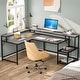 preview thumbnail 28 of 32, L Shaped Desk with Monitor Shelf, Reversible Corner Computer Desk for Office Home 69"